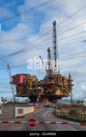 Brent Delta Topside oil platform being recycled at Able UK`s Seaton port site near Hartlepool,England,UK Stock Photo